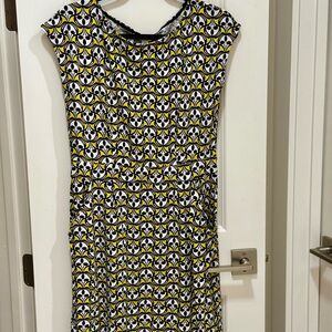 BODEN Yellow Florrie Jersey Dress IN Dawn Bird Tile Size 8 NWT